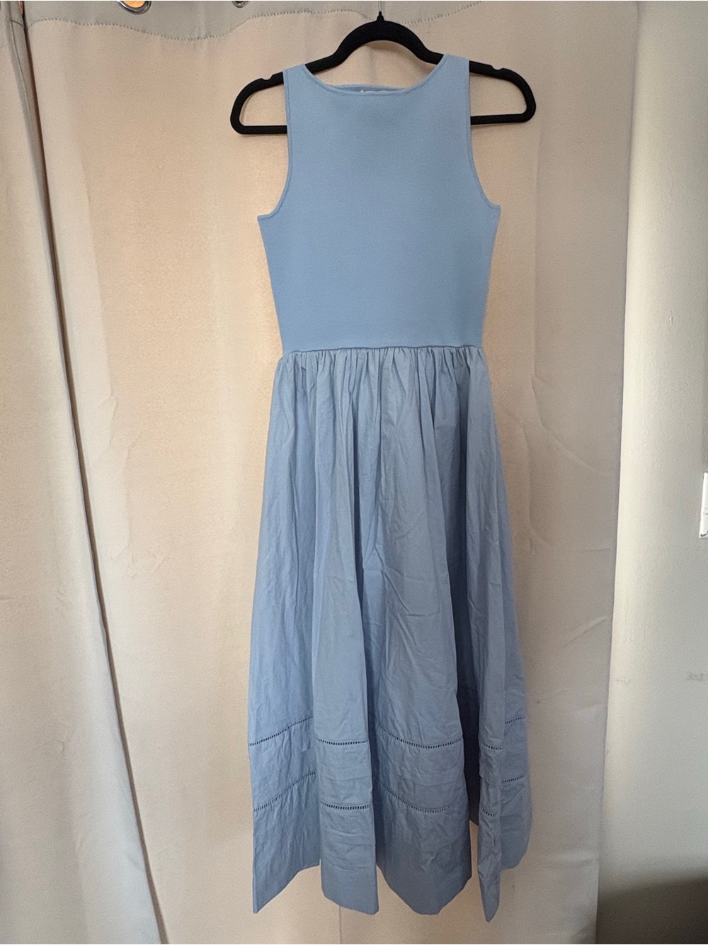 Moon River Light Blue Sleeveless Fit Flare Midi Dress Cotton Poplin Small - Picture 5 of 6